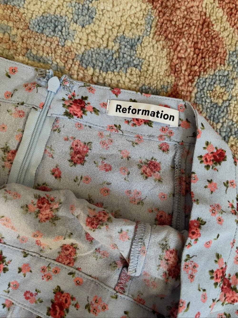 Reformation Blue Floral Mini Skirt — Size 8 - Picture 2 of 4